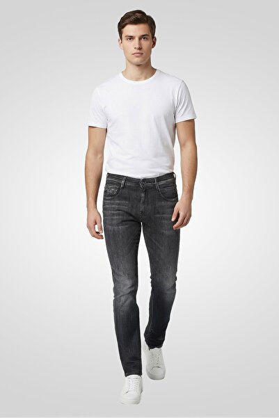 Replay Men Slim Fit Bronny Washed Stretchable Denim Jeans, Grey