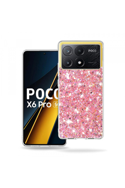 Xiaomi Husa pentru Poco X6 Pro, Techsuit, Sparkly Glitter, Roz