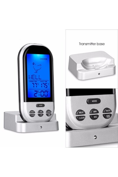 PROCART Termometru digital cu sondă, citire instantanee, wireless, ecran LCD