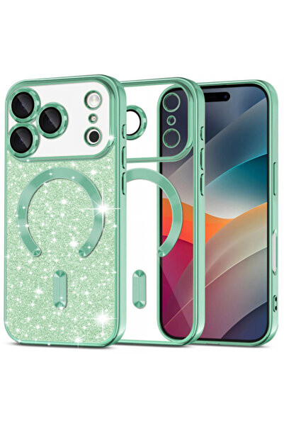 Apple Husa MagSafe pentru iPhone 17 Pro, Techsuit, Luxury Glitter, Verde Deschis
