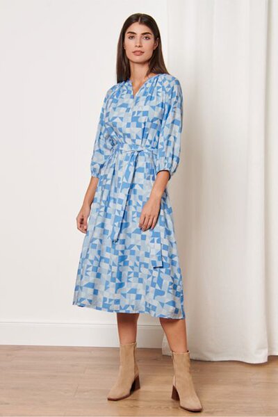 Tchibo Women Allover Print Midi Dress, Blue
