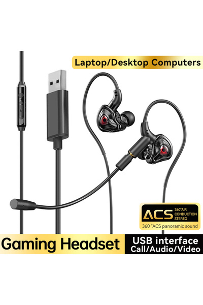 Choice سماعة رأس للألعاب الإلكترونية بمنفذ USB وصوت محيطي 360 درجة وسماعات أذ...