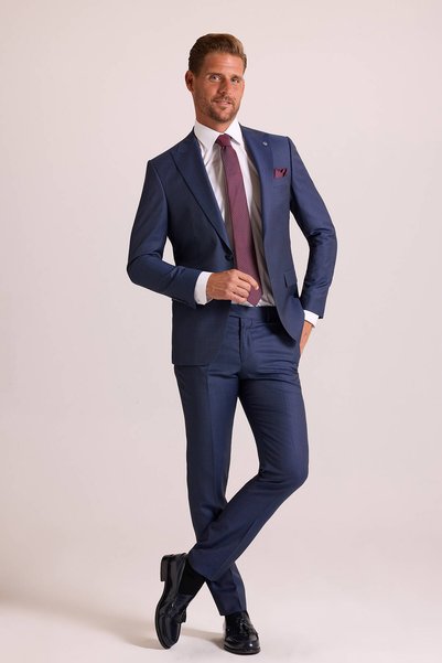 Ysf Erkek Petrol Slim Fit Sivri Yaka Takım Elbise