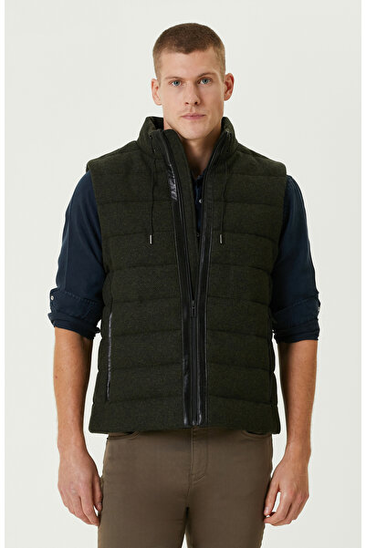 Network Haki Yün Karışımlı Puffer Casual Yelek
