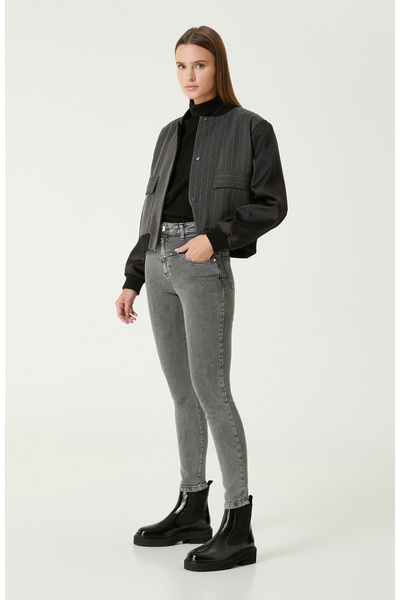 Network Antrasit Troklu Skinny Kalıp Denim Pantolon