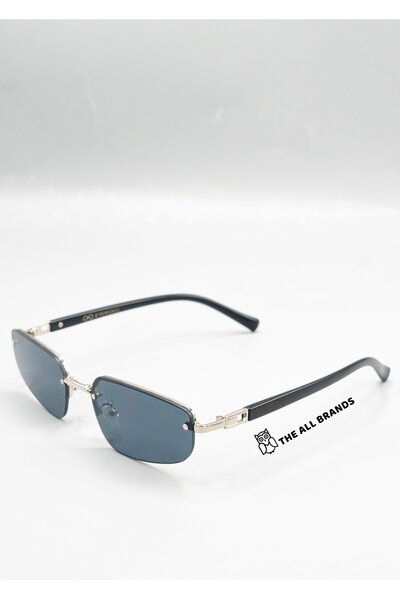 Eyemood Unisex Frameless Rectangular Sunglasses Gray Handle Smoked Glass Uv P...