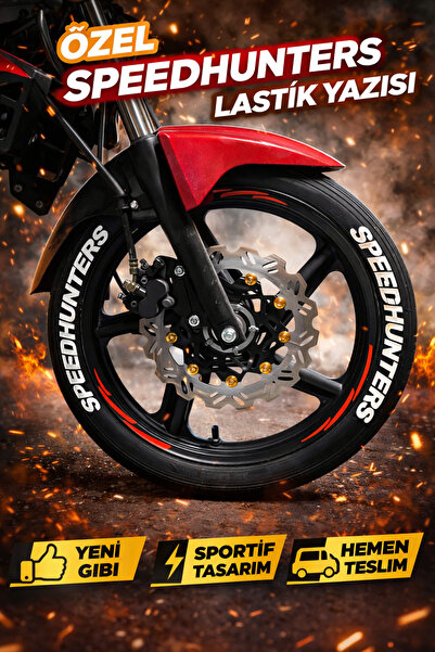 ASTUNİNG speedhunters lastik yazısı sticker arma şerit 3D 8adet