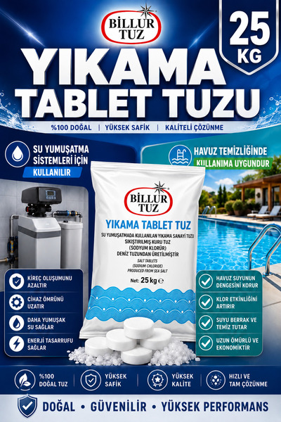 By mag Orijinal Kabinet Yumşatma Sistemi ve Havuz Rafine Billur Tablet Tuzu 2...