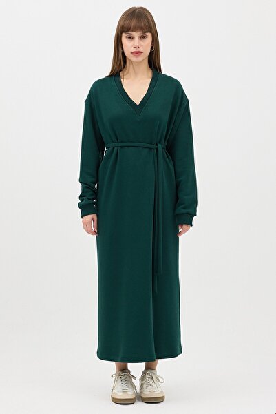 QANU V-Neck Long Sweatshirt Green