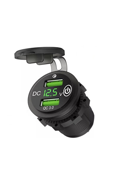 OEM Αδιάβροχη πρίζα μηχανής με 2 θύρες USB QC 3.0 βολτόμετρο και διακόπτη On/...