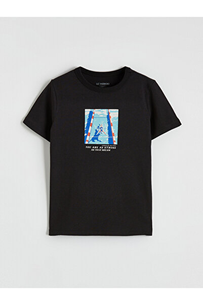 LC Waikiki Original Oval Collar Printed Boy's T-Shirt