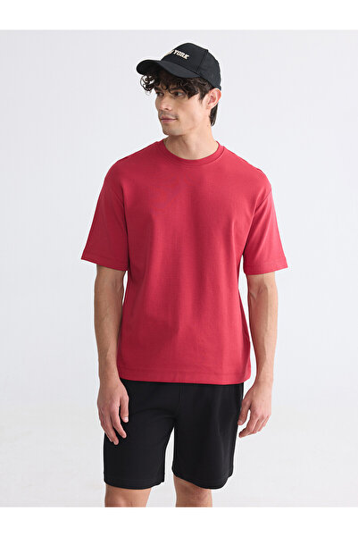 LC Waikiki Nevavm Regular Fit Oval Collar Men's T-Shirt with Difference