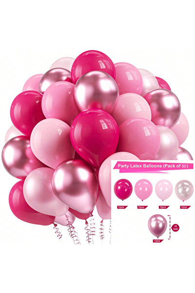 Choice As Picture 1 50Pcs Sparkling Metal Pink Latex Balloons - Wedding, Birt...