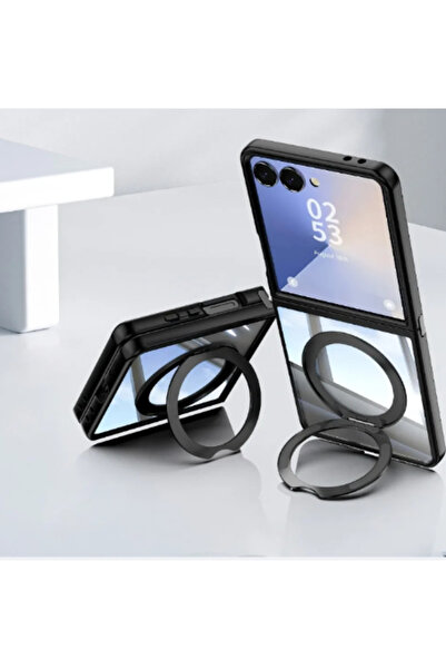 choice2 Galaxy Z Flip7 Black 360° Ring Holder Clear Phone Case for Z Flip 8 7...