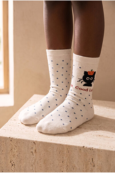 Katia&Bony Kedi Desenli Turuncu Çocuk Soket Çorap