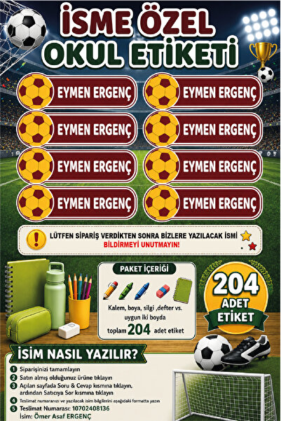 Ayza Tasarım Kalem Defter Kitap Etiketi İsim Etiketi Kişiye Özel Yapışkanlı E...