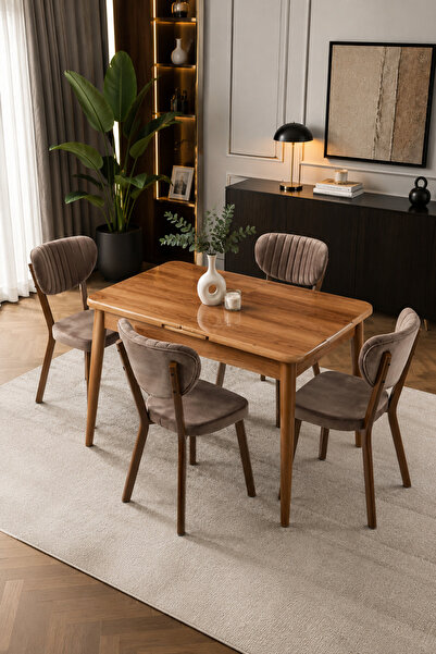 Atolye Casa 80x130 MDF Mutfak Masası (Sadece Masa) Ceviz Renk Parlak Yüzey Aç...
