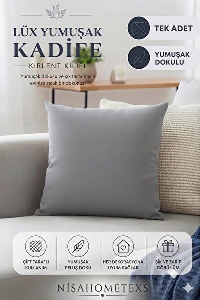 Nisahometeks Gray Luxury Soft Textured Velvet Living Room Throw Pillow & Pill...