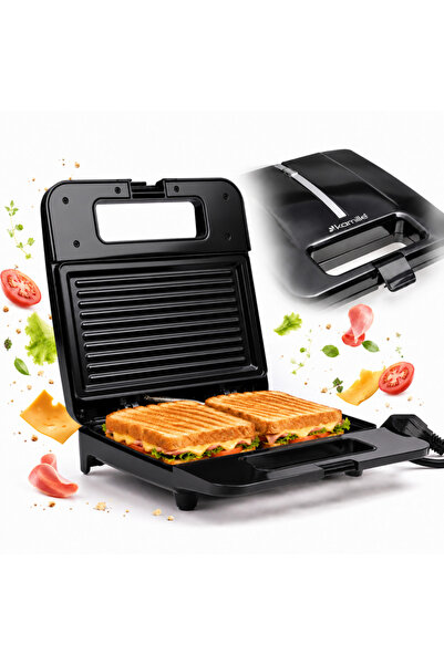 Kamille Sandwich-maker KM-6718, placi antiaderente, indicator luminos, inox/n...