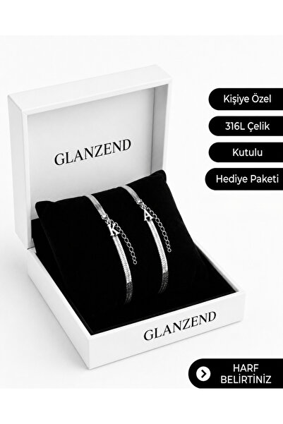 GLANZEND Kararmaz italyan Çelik 2 Adet Baş Harfli Bileklik, Sevgili Bilekliği