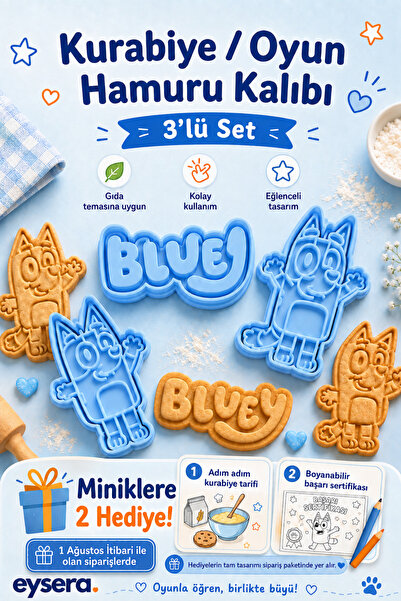 eysera Bluey 3-Piece Cookie Mold, Play Dough Mold Set/Dough Shaper - Includes...
