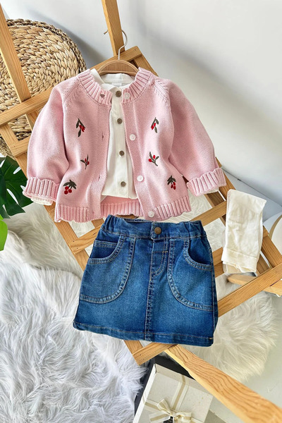 Minigimin Cicileri My Little One's Cicileri Brand Detailed Embroidered Knitwe...