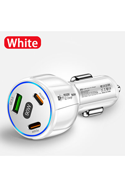 Choice1 شاحن سيارة أبيض بقوة 90 واط و75 واط مع 5 منافذ USB وشحن سريع من نوع C...