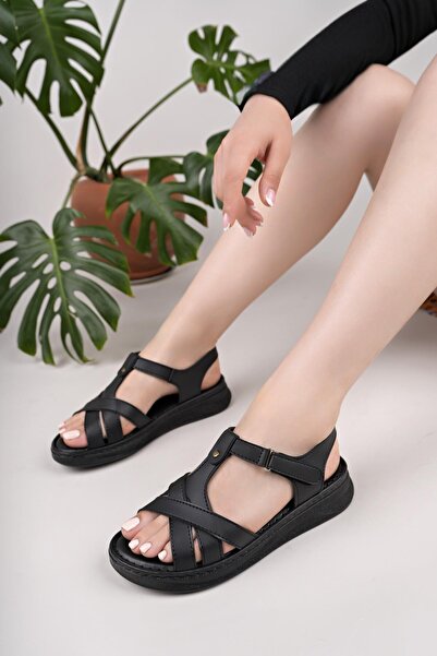 Nesil Shoes صندل نسائي من Bell 25151 باللون الأسود التشريحي