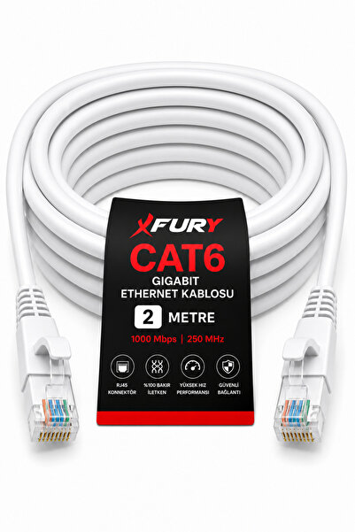 FURY Cat6 Ethernet Cable 2 Meters Rj45 Lan Internet Modem Router Computer Cable