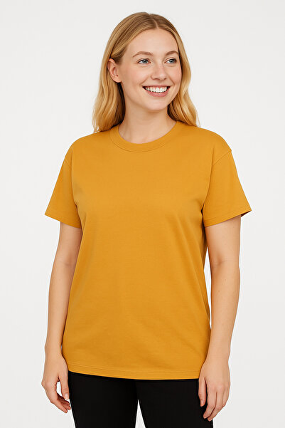 İpek Tekstil 100% Cotton Women's T-Shirt Solid Color Basic Combed Cotton Crew...