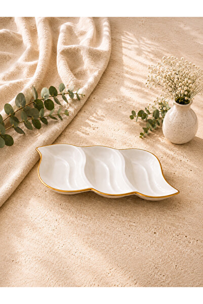 FBE HOME Gilded Compartmented Snack Bowl, Presentation Bowl 1 Piece