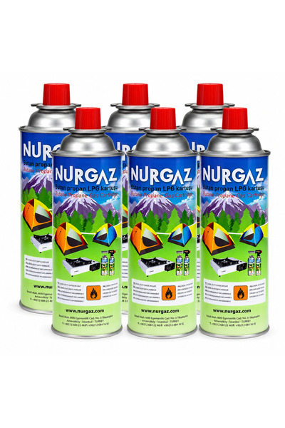 NURGAZ 6 Adet Ng207 Valfli Kamp Ocak Gaz Kartuşu 220gr