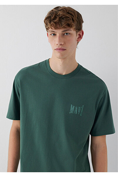 Mavi Baskılı Yeşil Tişört Loose Fit / Bol Rahat Kesim 0613579-71580