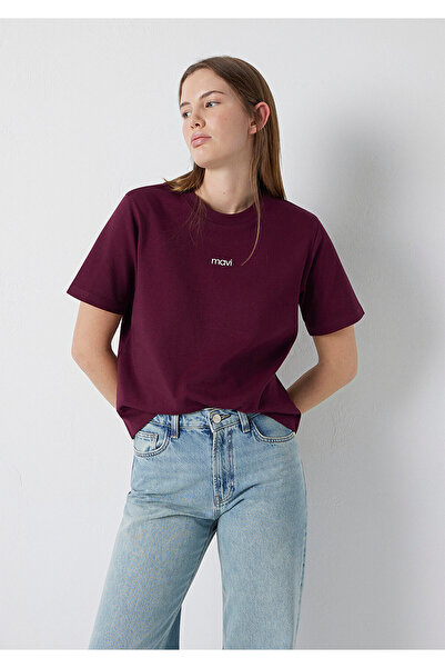 Mavi Logo Printed Claret Red T-Shirt Regular Fit / Normal Cut 1612829-70434
