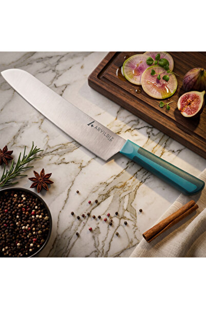 Aryıldız Plurex Santoku Bıçağı 21 cm Mavi