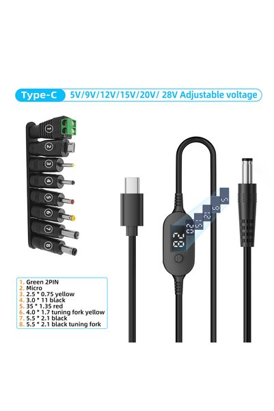 Choice4 كابل طاقة USB-C بقدرة 140 واط إلى كابل تيار مستمر 55 × 25 مم، قابل لت...