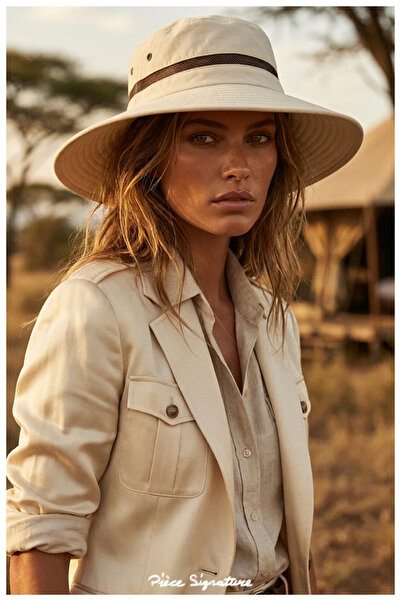 PIECE SIGNATURE Unisex Wide Brim Mesh Foldable Safari Sun Hat Adjustable Draw...