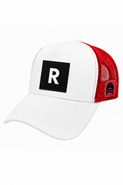 all hats R Letter Patch Detailed Mesh Trucker Baseball Cap