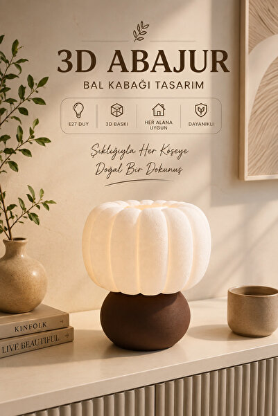 fao shop 7/24 Modern Dokulu Masa Abajuru Kahverengi Dekoratif Gece Lambası Sı...