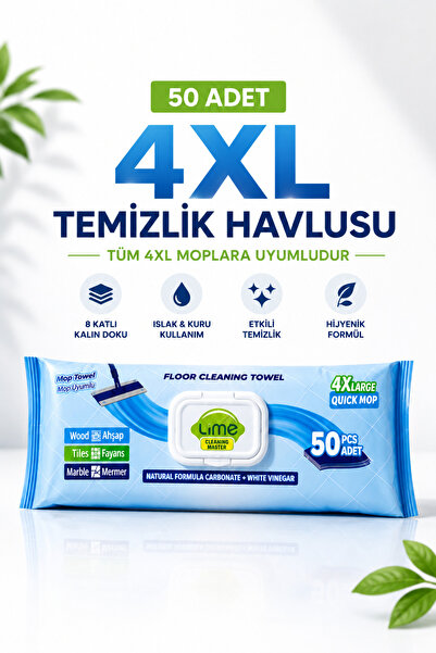 Lime 4XL Moplara Uyumlu Yer ve Yüzey Temizlik Havlusu Islak Mop Bezi 50 Yaprak