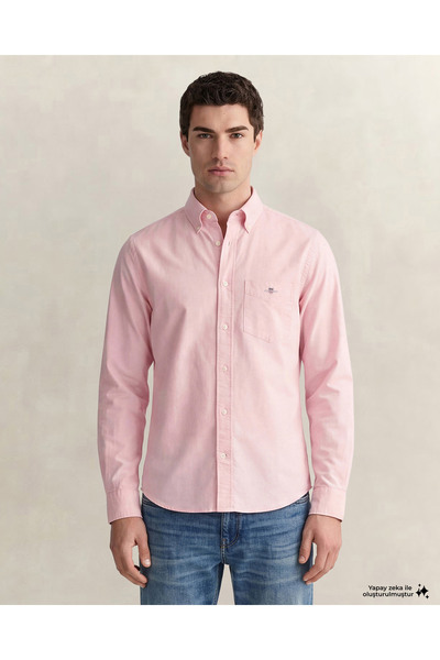 Gant Erkek Pembe Regular Fit Logolu Gömlek