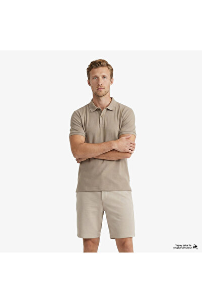 Nautica Men's Beige Regular Fit Polo Neck T-Shirt