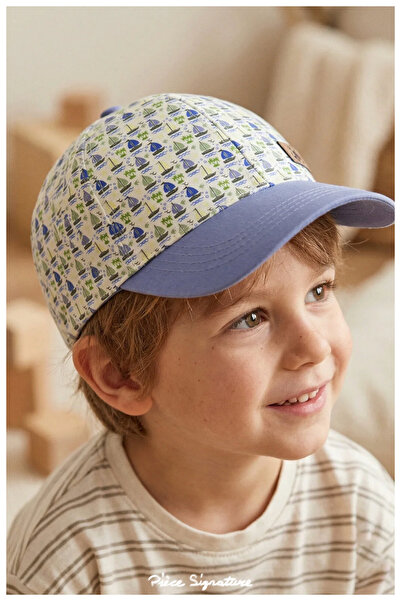 PIECE SIGNATURE 100% Cotton, Printed Sun Hat for Boys (Ages 4-8) (Size 52 cm)
