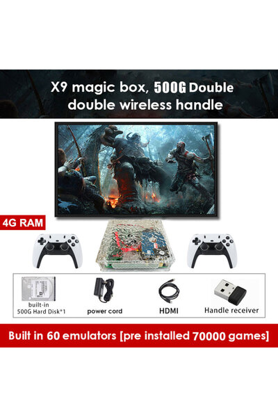 Choice1 Wireless Controller 500G HDD BW LZAKMR X9 Retro Game Console 1TB 70,0...