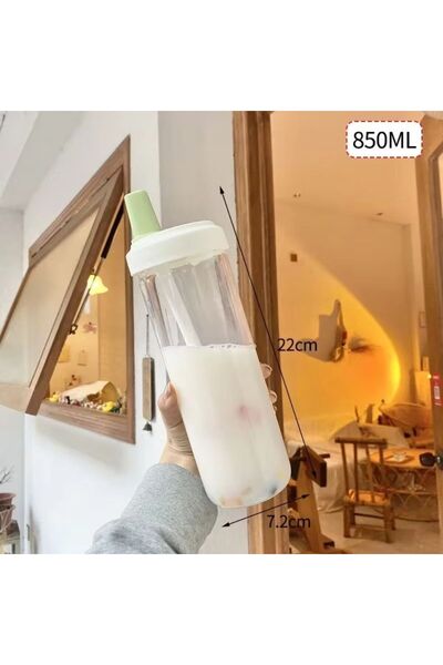 Choice5 زجاجات مياه خضراء سعة 500 مل / 850 مل مع غطاء وشفاطة، أكواب بلاستيكية...