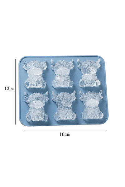Choice Blue Highland Cow Ice Cube Mold Highland Cow Silicone Tray Cute 3D Ice...