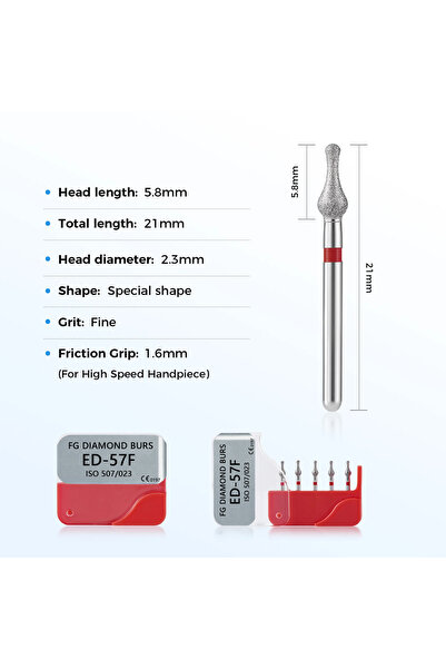 choice2 مجموعة ED-57F من 5 قطع من رؤوس الماس السنية 893/507-023 متوسطة النعوم...