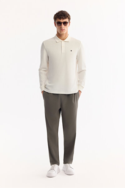 Avva Men's Khaki Elastic Waist Lace-Up Easy-Iron Jogger Relaxed Fit Pants A52...