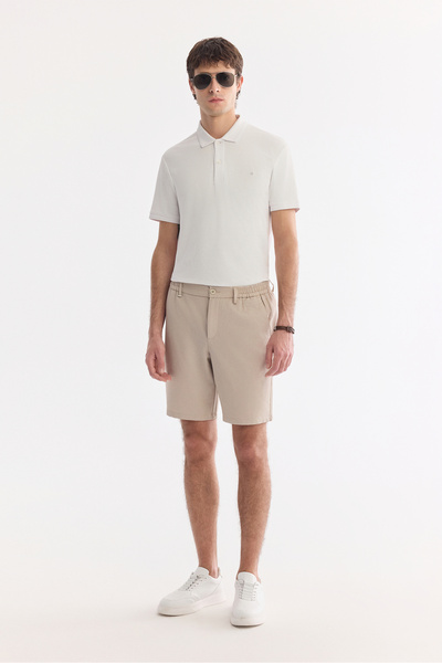 Avva Men's Beige Side Elasticated Gofreli Relaxed Fit Chino Shorts A61Y3730