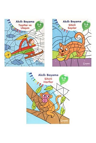 Tudem Yayınları Smart Coloring Book Set for 5-6 Years Old, 3 Books, Uçanbalık...